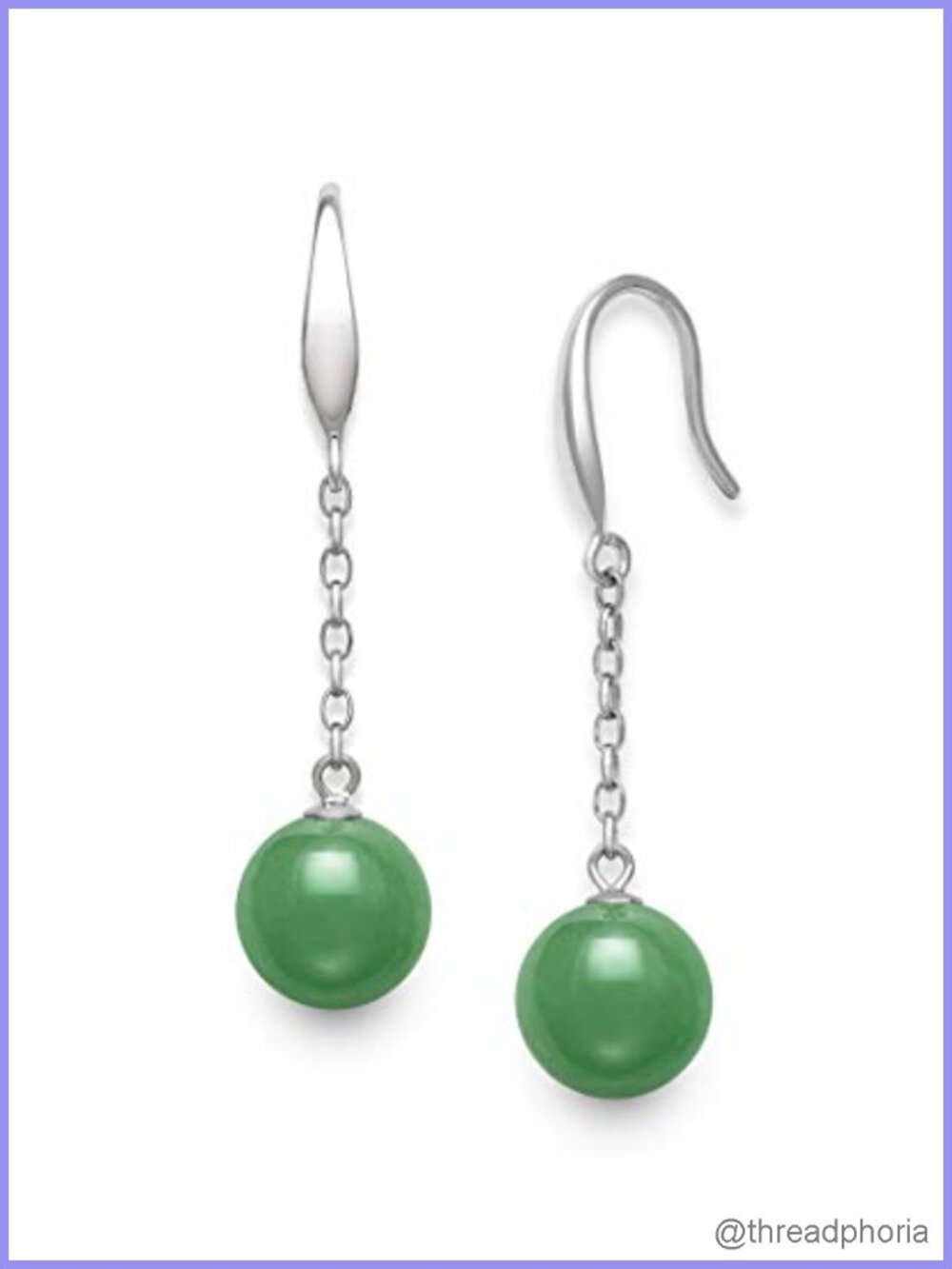 Jade Drop Dangle Earrings Sterling Silver Hypoallergenic Dangle